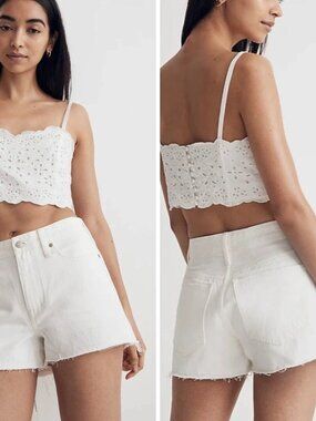 Madewell Relaxed Denim Shorts in Off-White